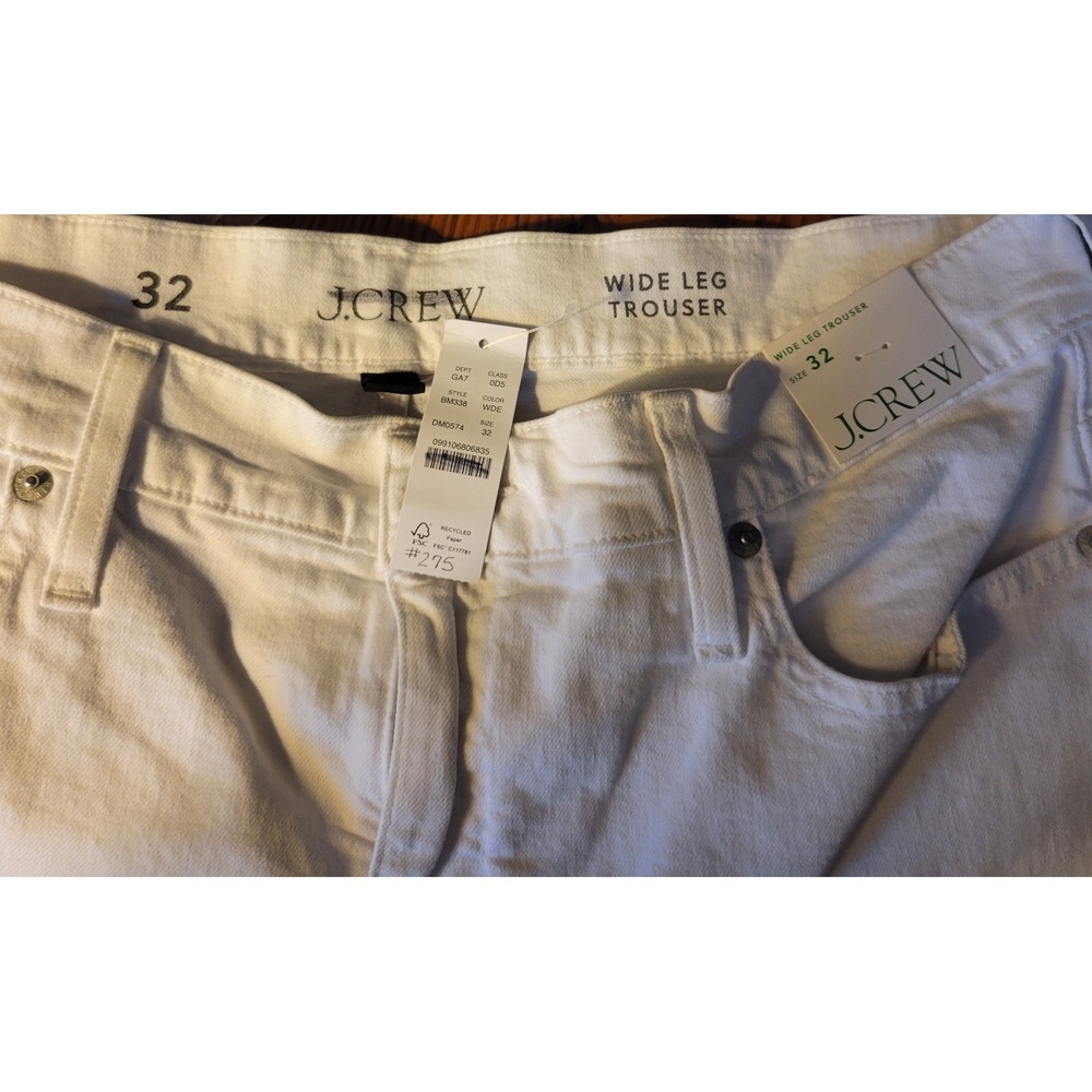 J.Crew Wide Leg White Jeans High Rise Size 32 NWT Preppy Capsule Wardrobe Staple - Picture 2 of 6